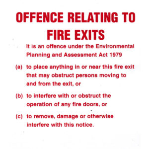 Offences Relating for Fire Exit Sign 150mm x 150mm (NEW)