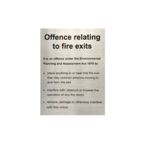Offences Relating for Fire Exit Sign Act 1979 Black & Sliver 150mm x 200mm