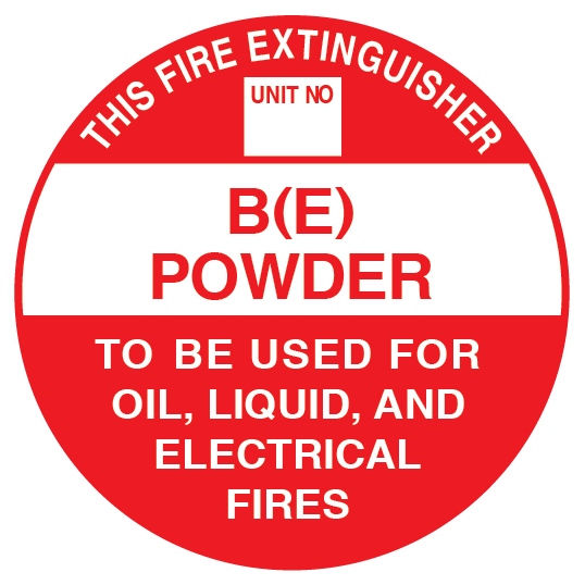 BE - Extinguisher Identification Sign - Sticker (193mm x 193mm)