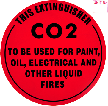 CO2 - Extinguisher Identification Sign - Sticker (193mm x 193mm)