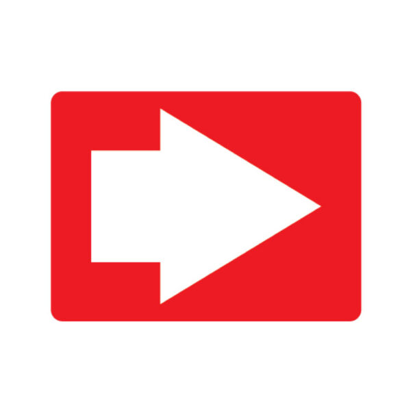 Directional Arrow (RED) Sign 145mm x 110mm