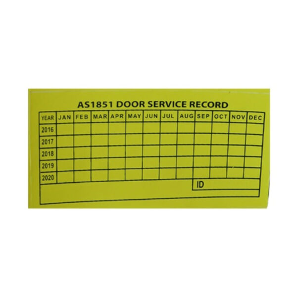 Fire Door Service Label with Sticker 15/per sheet (80mm x 30mm)