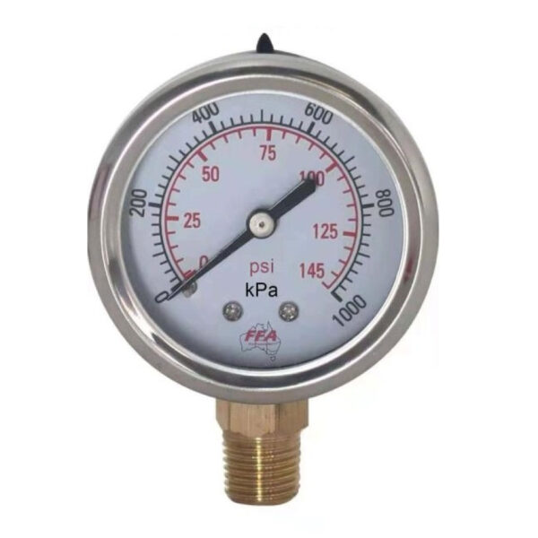 Hydrant Pressure Gauge - Dry 55mm (Up to 1000kPa 1/4 inch PT Thread)
