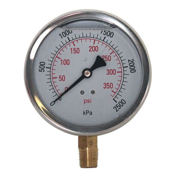 Hydrant Pressure Gauge - Liquid 110mm (Up to 2500kPa 3/8 inch PT Thread)