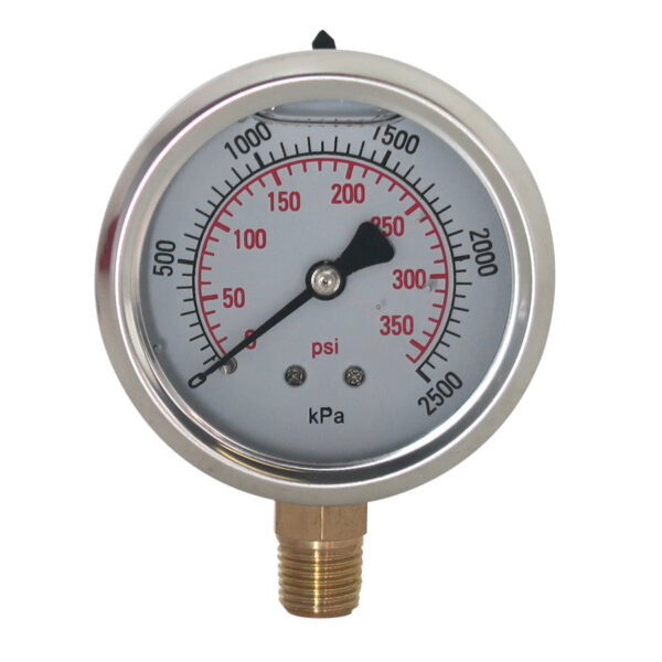Hydrant Pressure Gauge - Liquid 70mm (Up to 2500kPa 1/4 inch PT Thread)