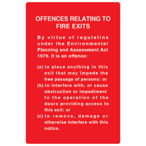 Offences Relating to Fire Exits (Large) 220mm x 320mm