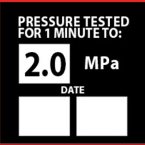 Pressure Test Sticker for 2.0MPa