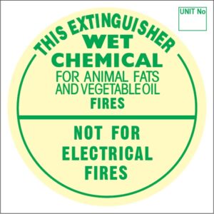 WET CHEM - Extinguisher Identification Sign - Metal (193mm x 193mm)