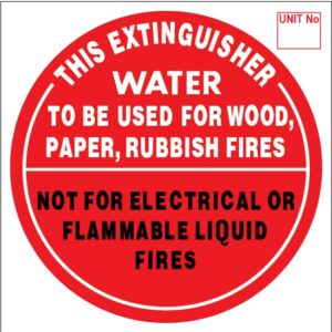 WATER - Extinguisher Identification Sign - Sticker (193mm x 193mm)