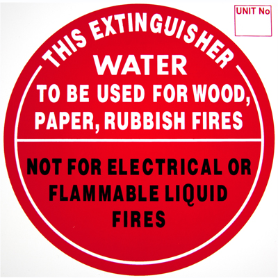 WATER - Extinguisher Identification Sign(193mm x 193mm)