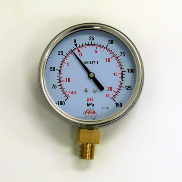 HPG-NA-150-LL-Hydrant Pressure Gauge – Liquid 110mm (-100 to 150kPa 3/8 inch PT Thread)