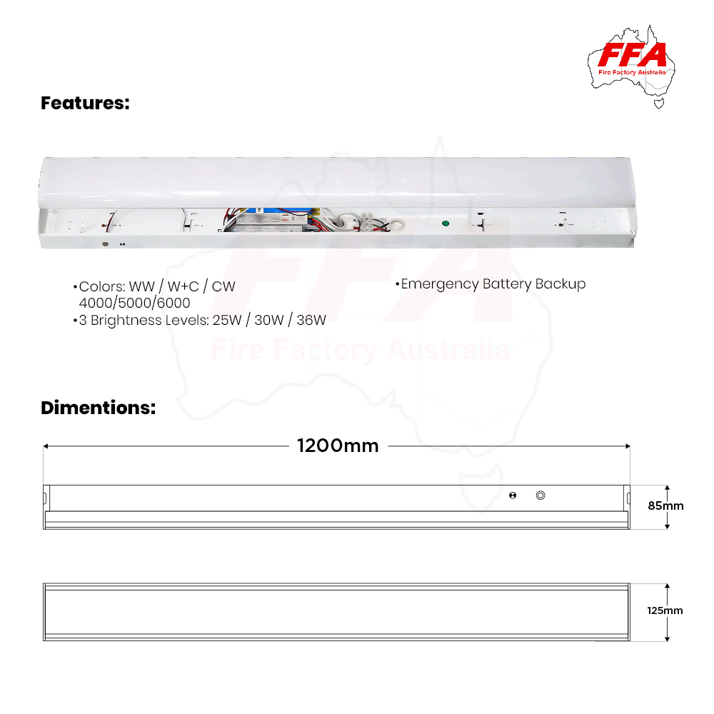 FFA-SALED36-4F – Smart Adjustable LED 4 Foot Twin Emergency Battens - Image 2