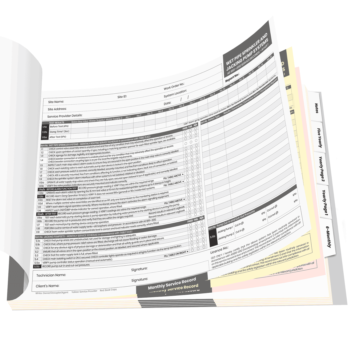 Fire Sprinkler System Logbook (Wet Pipe Sprinkler And Jacking Pump) (New) - Image 2