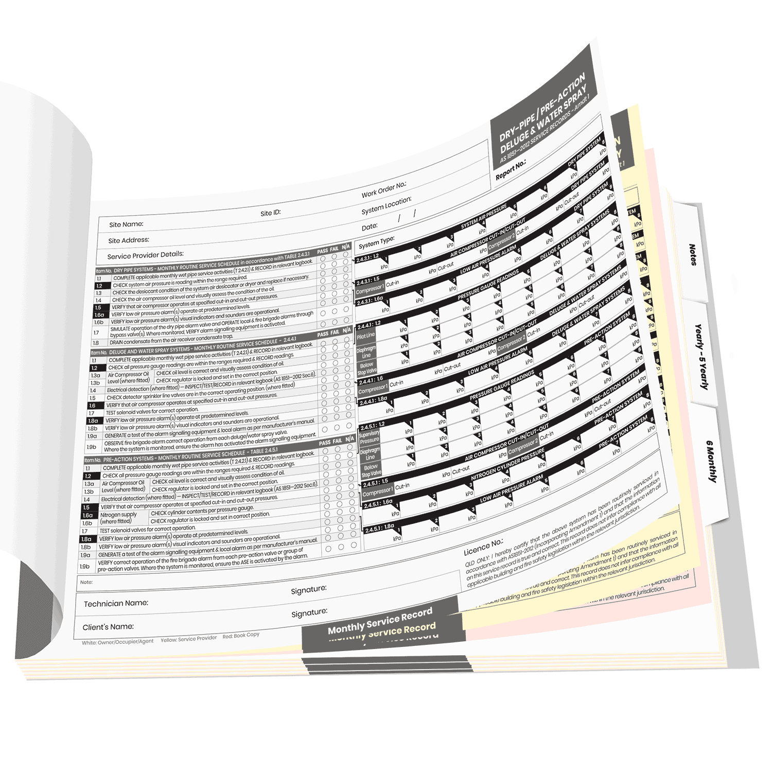 Fire Sprinkler System Logbook (DRY-PIPE / PRE-ACTION / DELUGE & WATER SPRAY) - Image 2